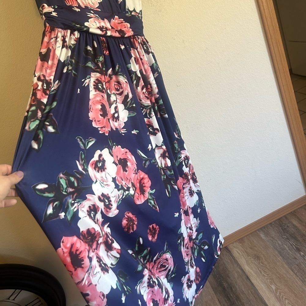 Ouges Women's V-Neck Pattern Pocket Maxi Long Dre… - image 6